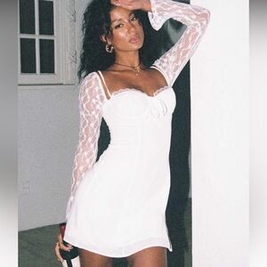 Princess Polly Ashwood Lace Sleeve Mini Dress Size 8